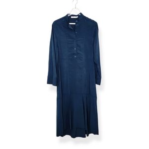 Samsoe Sahero Reflecting Pond Teal Blue Long Sleeve Midi Dress Size Small